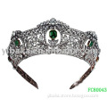 hot selling royal crystal emerald king crown fashion tiara
